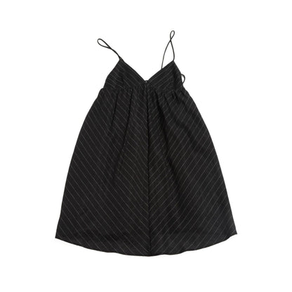 Summer casual V-neck hemp striped simple short double-root suspender dress