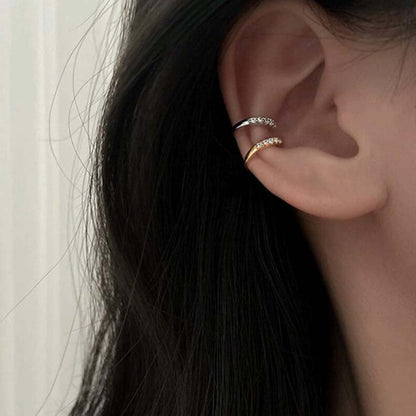 Exquisite zircon ear clips, fashionable niche design sense, round irregular ear bone clips, no ear piercings, gospel