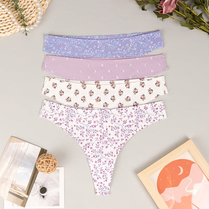 Traceless underwear sticker nylon printing breathable quick-drying low-waist ice silk seamless underwear women