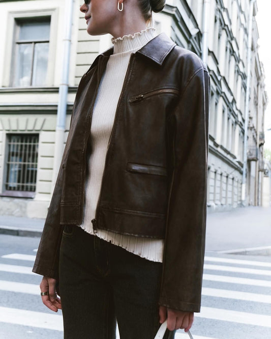 Jacket vintage motorcycle leather jacket