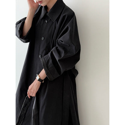 British Hepburn style high-end temperament trench coat women's autumn new simple strap coat