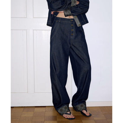 Splicing Casual Curling Floor Pants Trousers