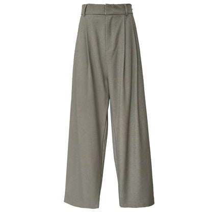 Linen silhouette high-waisted suit pants spring and autumn thin simple and loose casual straight floor-mopping trousers