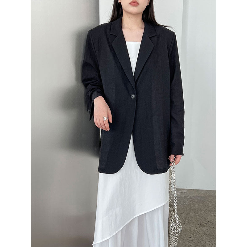 Imitation linen Japanese casual one-button blazer women's summer new light and thin sunscreen top