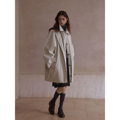 New cotton brocade fake two-piece double-layer cocoon silhouette texture trench coat