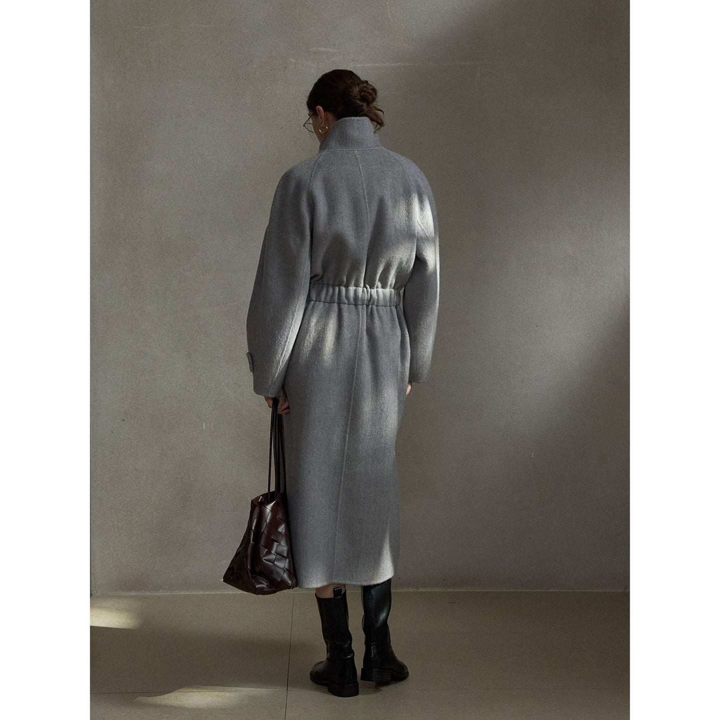 Winter commuter design stand-up collar double-breasted double-sided wool coat jacket