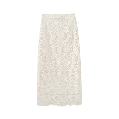 Hollow high-waisted hip-hugging lace skirt