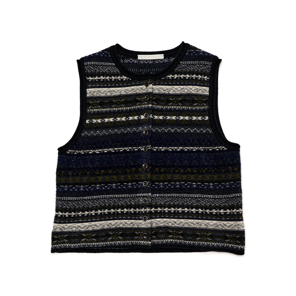 Winter new casual crew neck wool Fair Island floating thread jacquard cardigan vest