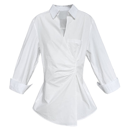 Irregular V-neck shirt