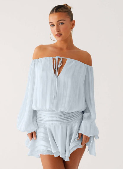 Summer new off-shoulder commuting fashionable and sexy pleated suit