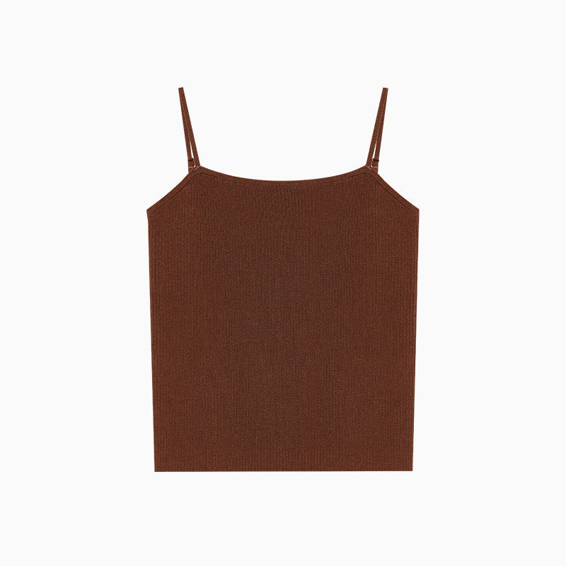 Five-color stretch inner with grooved strips Lyocell knitted camisole