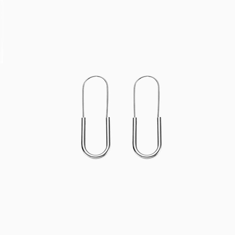 Cold wind earrings, gold paperclip-shaped ear hooks, personalized simple smooth and versatile fashion earrings