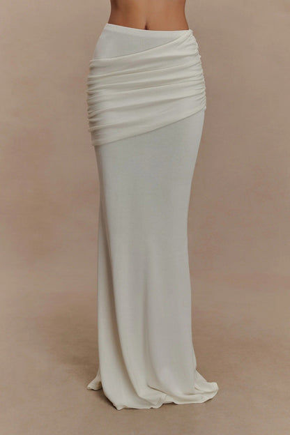 Fashion temperament Elegant pleated knitted hip skirt Slim mopping fishtail skirt