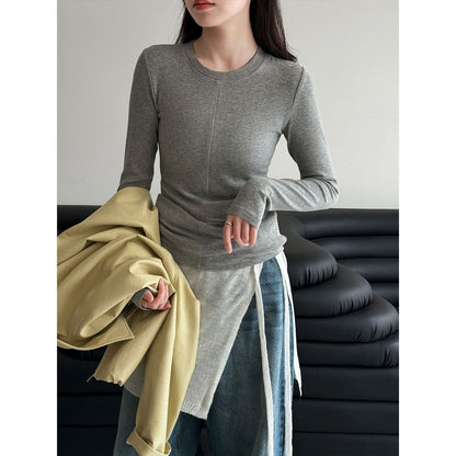 Korean high-end slim-fit bottoming shirt women's early spring new versatile and thin inner top