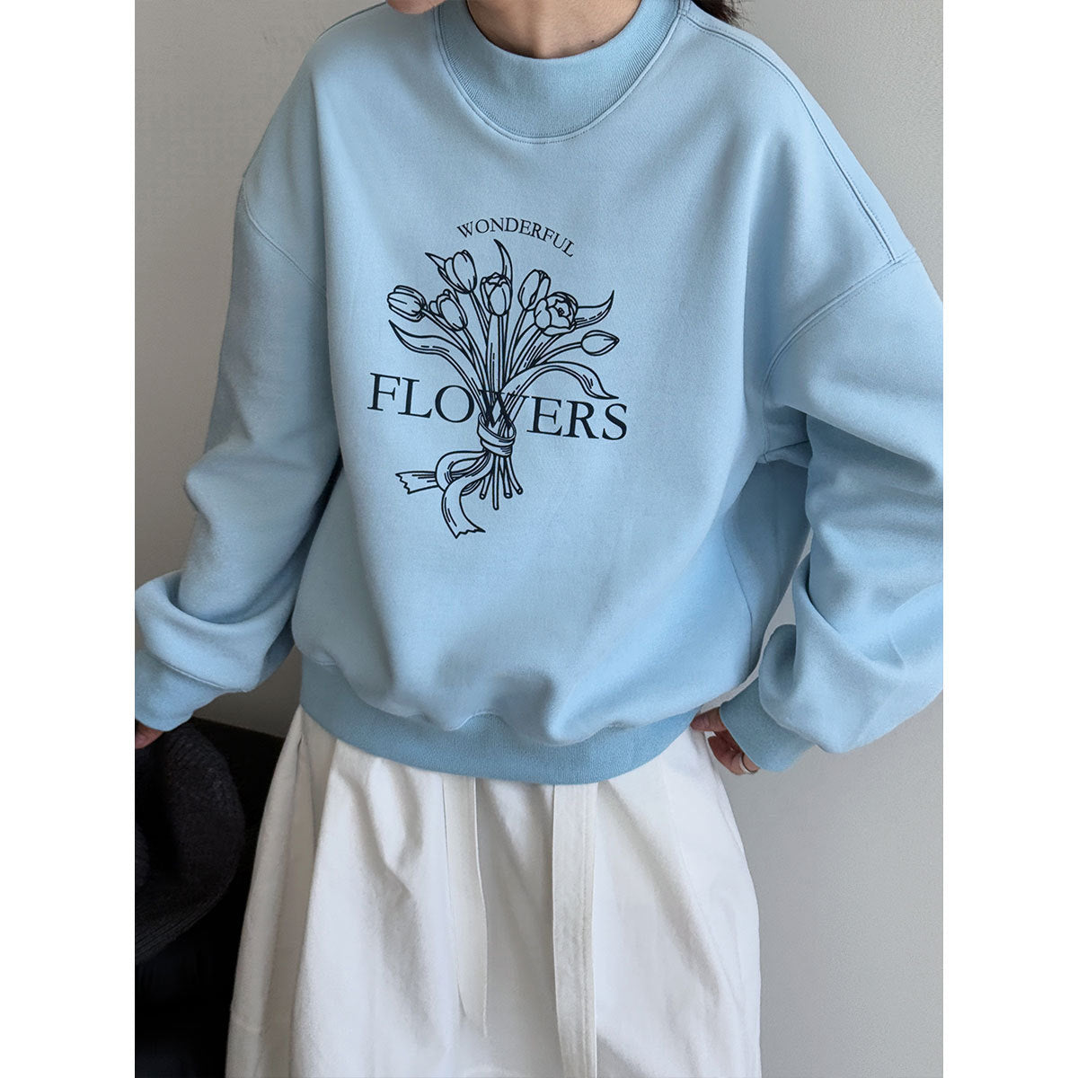 Korean tulip retro peach heart neck silhouette sweater women's autumn new lazy top
