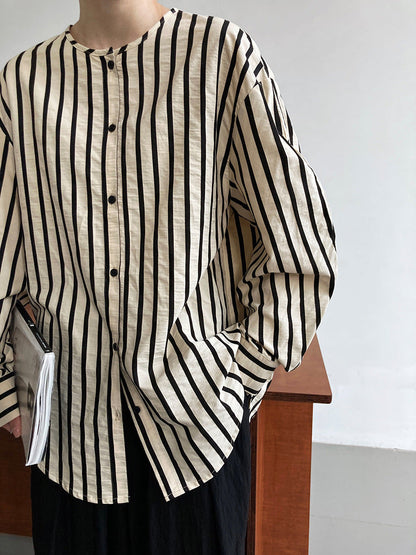 Springfrenchcasual round neck stripesshirt women's lazy loose long sleeves blogger classy shirt