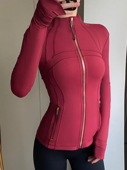 Yoga Jacket Women Long Sleeve Zip-Up Breathable Sports Fitness Top