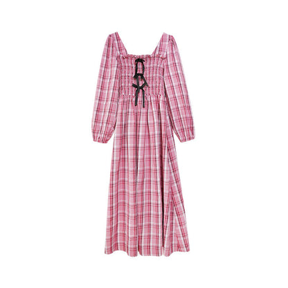 Literary retro gentle waist striped dress