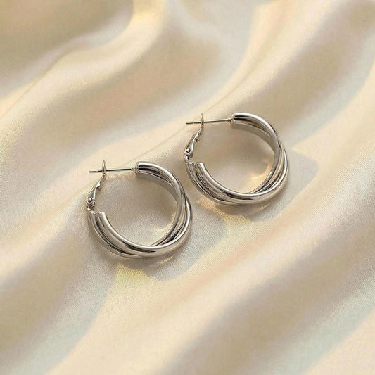 Geometric circle earrings Women's niche design sense Unique temperament earrings Douyin popular high-end earrings