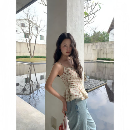 Design waist floral sling vest