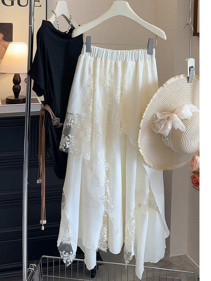 Spring and summer new lace mesh skirt swinging a-word skirt