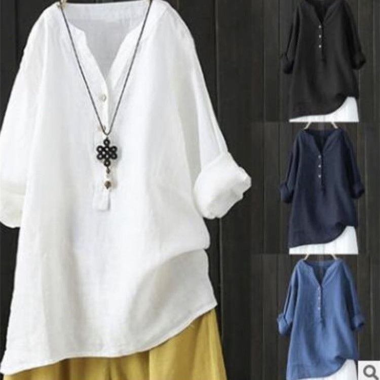 Loose Casual Women's Stand-Up Collar Top Women's Shirt Crew Neck