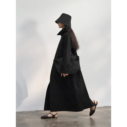 Spring washing water light and old pure cotton minimalist silhouette small quantity trench coat