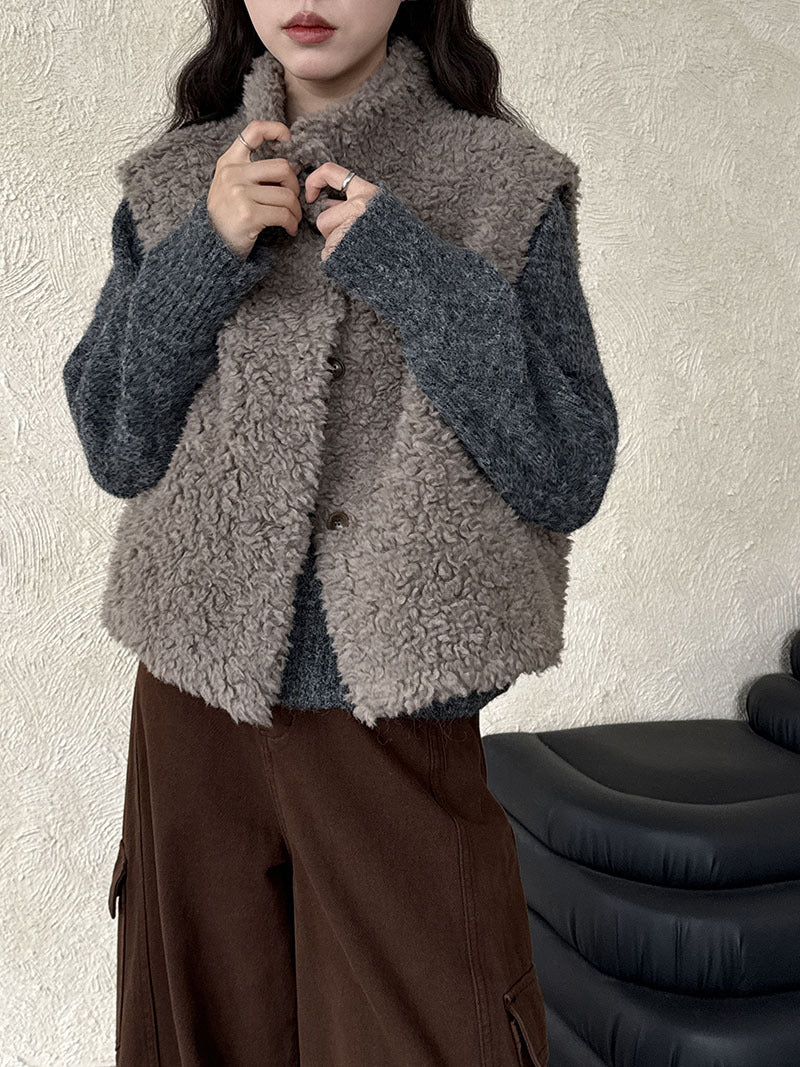 Panax notoginseng wool suede fur integrated sleeveless vest women's autumn and winter lamb wool vest