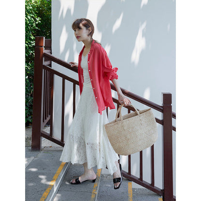 Lace split splicing smart kelp skirt skirt