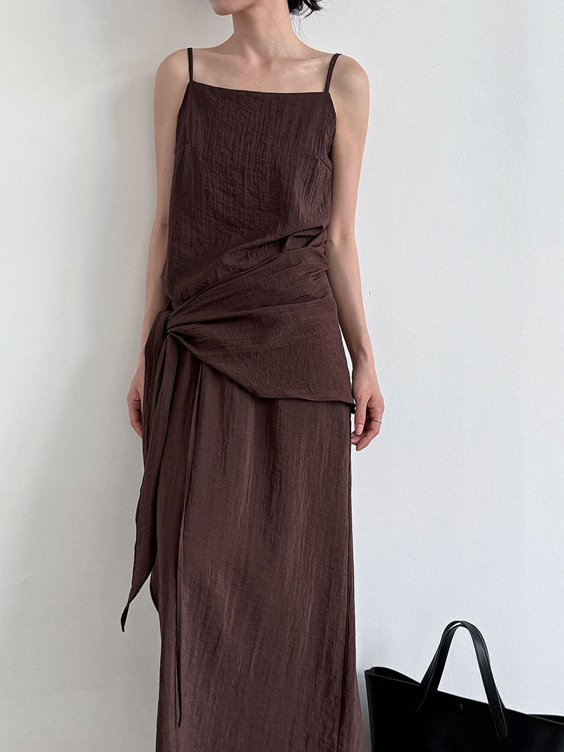 Simple temperament sling vest + cover-up and thin skirt women's summer new suit with straps