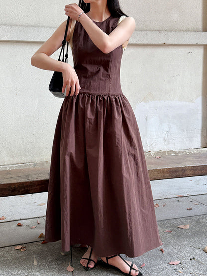 French classic cuff color matching vest skirt spring new waist and thin sleeveless dress