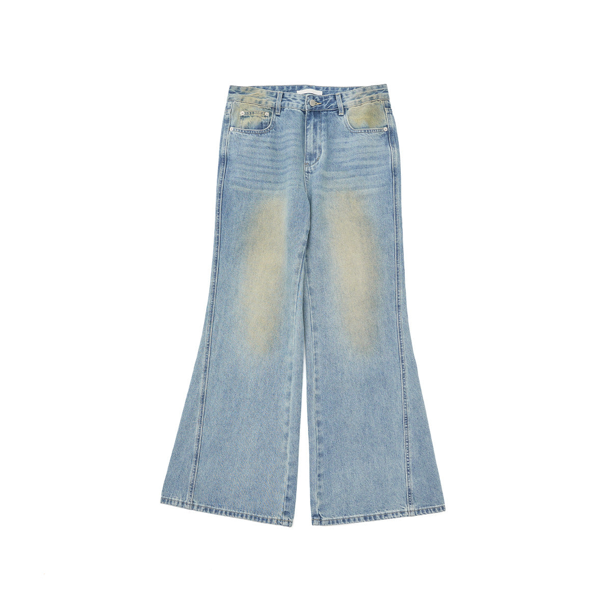 Spring casual high-waisted retro nostalgic easy versatile flared denim trousers