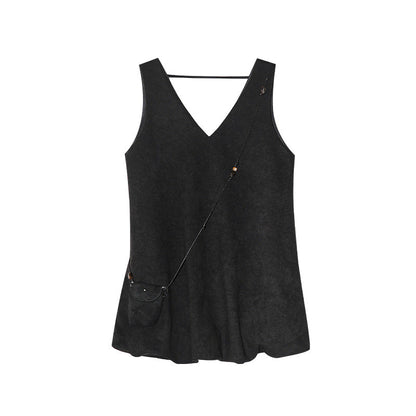 Temperament age-reducing deerskin velvet vest dress