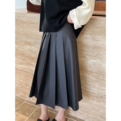 Purple high-end pleated skirt spring