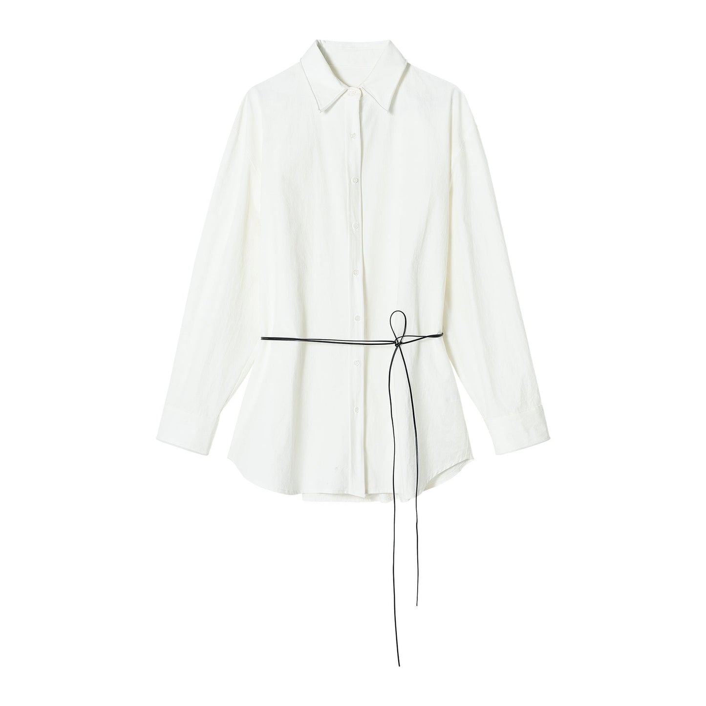 Spring new design wire lace-up slim fit loose soft shirt