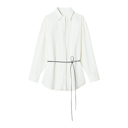 Spring new design wire lace-up slim fit loose soft shirt