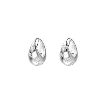 Original niche design new trendy zircon earrings women's circle water drop earrings French retro metal earrings