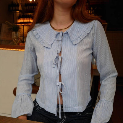 Stylish casual versatile lace-up shirt