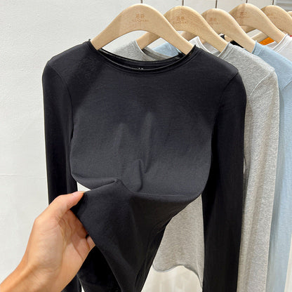 Round Neck Short Sleeve T-Shirt Women Loose Fit Solid Color Top