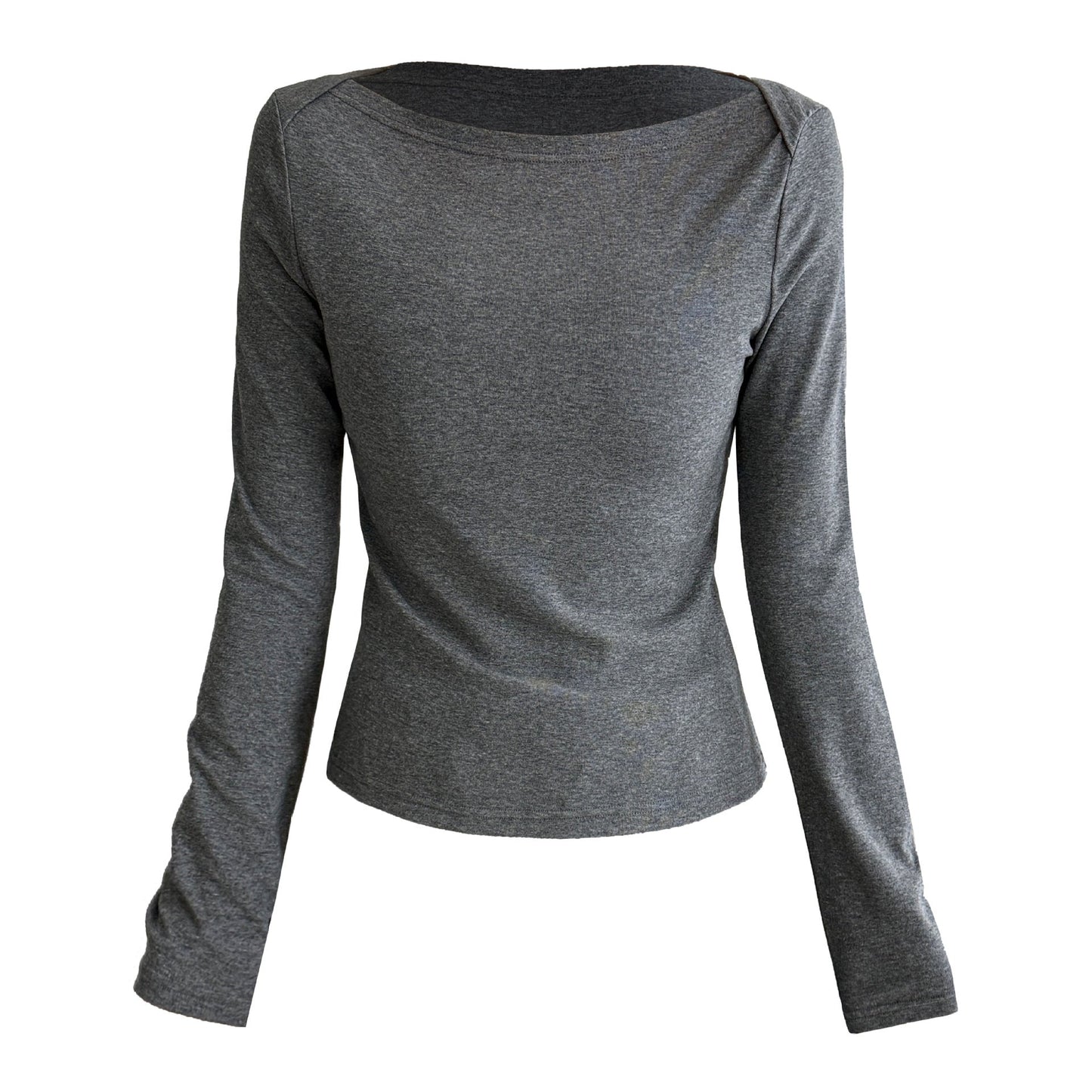 Retro high-intelligence boat collar design sense with long-sleeved T-shirt inside women's autumn slim-fitting and thin Spice Girl top