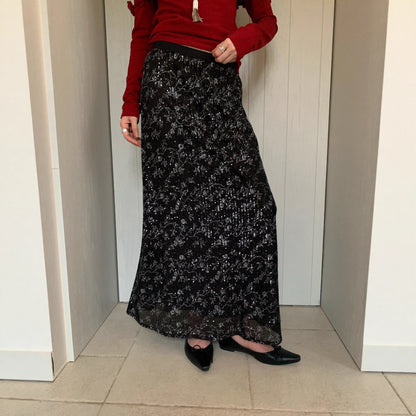 Women's Sequin Embroidered Straight-Cut Maxi Skirt