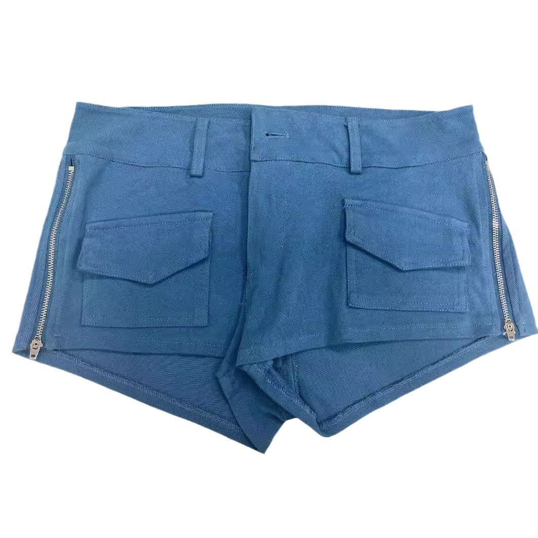 Summer new versatile slim-fitting denim shorts fashionable super short pants hip lift tight