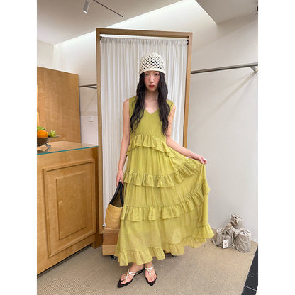 Mori beautiful simple ruffle edge sleeveless dress