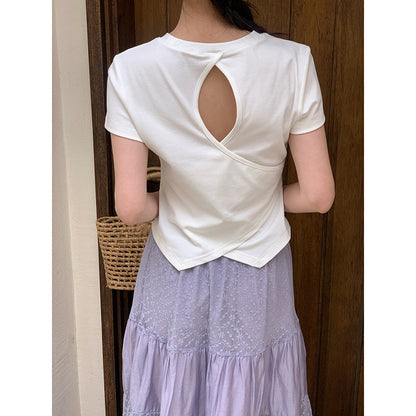 Back Cutout Short Sleeve T-Shirt
