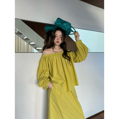 Off-Shoulder Bubble Sleeve Top