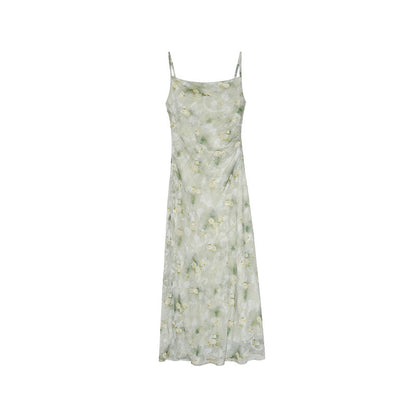 Temperament suspender floral dress