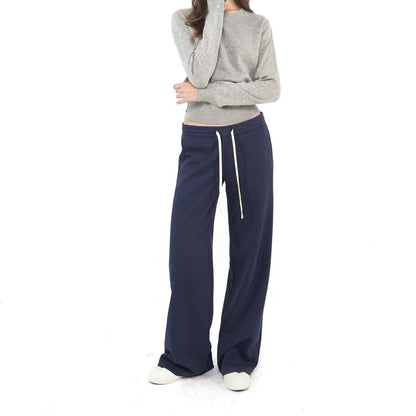 The new autumn and winter versatile purity wants to be simple, three-color loose crew neck, cinched waist and long sleeves