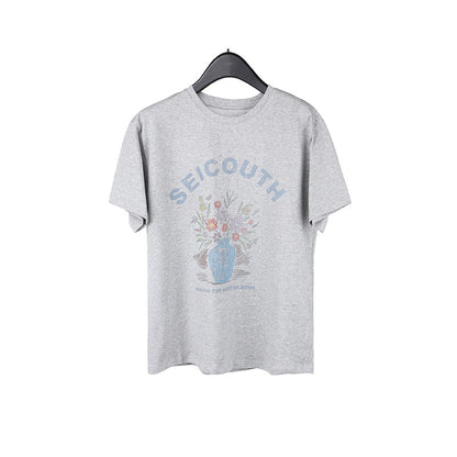Vintage alphabet hand-painted print T-shirt
