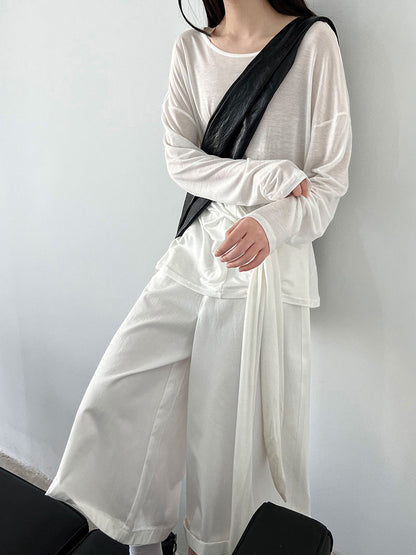 Korean simple strap blouse loose thin long-sleeved women's summer new design sunscreen top