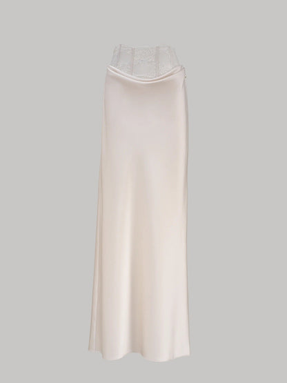New fashion sexy lace satin high waist skirt women